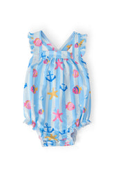 Tidepool Treasures Ruffle Cross Back Romper - Aaria Tees