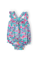 Tropical Garden Ruffle Cross Back Romper - Aaria Tees