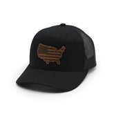 USA Country Flag Leather Patch Hat - Aaria Tees