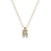 Pave Bubble Initial Necklace - Aaria Tees