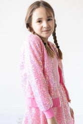 Bubblegum Pink Sequin Jacket - Aaria Tees