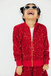Red Velvet Sequin Jacket - Aaria Tees