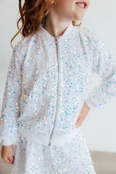 White Velvet Sequin Jacket - Aaria Tees
