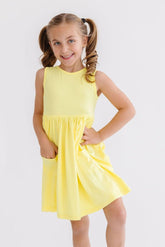 Yellow Tank Pocket Twirl Dress - Aaria Tees