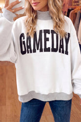 Light Grey High Neck GAMEDAY/ FOOTBALL Double Side Printed Reversible Sweatshirt - Aaria Tees