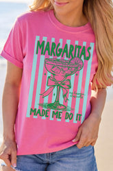 Rose Red Margaritas Made Me Do It Striped Graphic Beach Vacation Tee - Aaria Tees
