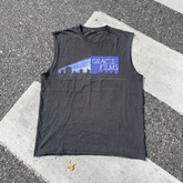 Gracie Films Promo Washed Black Cut-Off T-Shirt - Aaria Tees
