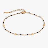 Black Enameled Chain Coin Station Anklet - Aaria Tees
