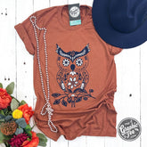 Boho Owl Heather Autumn Short Sleeve Tee - Aaria Tees
