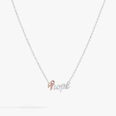'Hope' Breast Cancer Awareness Pink Ribbon Necklace - Aaria Tees