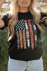 Black Western American Flag Graphic Tee - Aaria Tees
