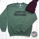Campfire Sweatshirt Heather Sport Dark Green Crewneck Sweatshirt - Aaria Tees