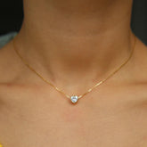 CZ Bezel Necklace Heart - Aaria Tees