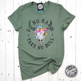 Do No Harm Take No Bull Heather Sage Crewneck Short Sleeve Tee - Aaria Tees