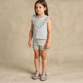 Organic Ruffle Top & Shorts Set - Fog - Aaria Tees