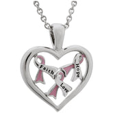Full Heart Pink Ribbon Necklace - Aaria Tees