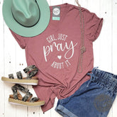Girl Just Pray About It Heather Mauve Unisex V Neck Tee - Aaria Tees
