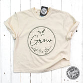 Grow with the Flow Ladies Waist Length Pigment Dyed Tee - Aaria Tees