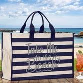 Take Me To The Beach Cabana Tote Bag XL - Oversized Chic Tote Bag with Zipper and Inner Pocket - Beach Bag for Women - Weekender Beach Tote - Aaria Tees