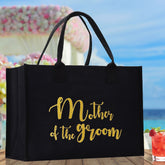 Mother of The Groom Large Print Tote Bag 100% Cotton Canvas Bridal Party Tote Bachelorette Bag Bridal Chic Tote Bags Wedding Totes - Aaria Tees