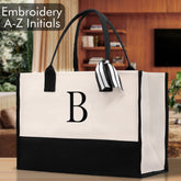 Personalized Cotton Canvas Beach Tote Bag Monogram Tote Bag Initial Canvas Tote Bridesmaid Gift Tote Custom Beach Bag Gift for Her A-Z - Aaria Tees
