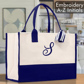 Personalized Cotton Canvas Beach Tote Bag Monogram Tote Bag Initial Canvas Tote Bridesmaid Gift Tote Custom Beach Bag Gift for Her A-Z - Aaria Tees