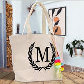 Personalized Cotton Canvas Hand Tote Bag Monogram Tote Bag Initial Canvas Tote Bridesmaid Gift Tote Magnetic Closure Bag Gift for Her A-Z - Aaria Tees