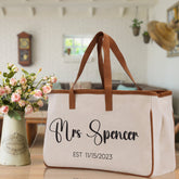 Mrs. Last Name Est Year Tote Bag Personalized Date Wedding Tote Bridal Shower Gift Honeymoon Gift Customized Wedding Gift Bridesmaid Gift - Aaria Tees
