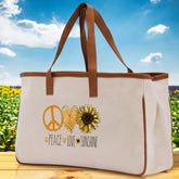 Peace Love Sunshine Cotton Canvas Tote Bag Nurse Appreciation Gift Bag Gift for Her Birthday Gift Bee Kind Mental Health Matters - Aaria Tees