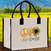 Peace Love Sunshine Cotton Canvas Tote Bag Nurse Appreciation Gift Bag Gift for Her Birthday Gift Bee Kind Mental Health Matters - Aaria Tees