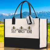 Silly Honest KindCotton Canvas Tote Bag Nurse Appreciation Gift Bag Gift for Her Birthday Gift Bee Kind Mental Health Matters Save The Bees - Aaria Tees