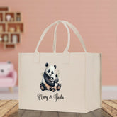 Panda Mom And Baby Name Custom Cotton Canvas Tote Bag Custom Pet Lover Gift Pet Portrait Bag Personalized Pet Owner Gift Tote Bag - Aaria Tees