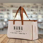 Nana Grandchild Kids Names Custom Grandma Tote Bag Grandma's Getaway Bag Gigi Bag Personalized Grandma Gift Bag Shopping Bag Mother Day Gift - Aaria Tees