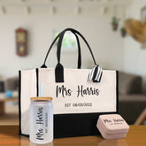 Mrs. Last Name Est Year Tote Bag Personalized Date Wedding Tote Bridal Shower Gift Honeymoon Gift Customized Wedding Gift Bridesmaid Gift - Aaria Tees