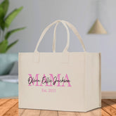 Mom Aunt Gran Oma Mama Custom Kids Names and Date Cotton Canvas Tote Bag Personalized Name and Date Tote Bag - Aaria Tees