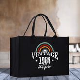 Vintage 1984 Aged To Perfection 40 Age Birthday Cotton Canvas Tote Bag 60th Birthday Gift For Women 40th Birthday Celebration Party Gift - Aaria Tees