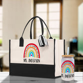 Personalized Teacher Cotton Canvas Tote Bag Gift for Teachers Teacher Life Tote Custom Teacher Appreciation Gift Bag Teacher Name Bag - Aaria Tees