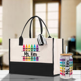 Personalized Teacher Cotton Canvas Tote Bag Gift for Teachers Teacher Life Tote Custom Teacher Appreciation Gift Bag Teacher Name Bag - Aaria Tees