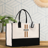 Personalized Monogrammed Canvas Tote Bag Striped Initials Custom Name Beach Bag Bridal Party Gifts Bride Gift Holiday Gift Bag - Aaria Tees