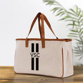 Personalized Monogrammed Canvas Tote Bag Striped Initials Custom Name Beach Bag Bridal Party Gifts Bride Gift Holiday Gift Bag - Aaria Tees