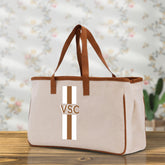 Personalized Monogrammed Canvas Tote Bag Striped Initials Custom Name Beach Bag Bridal Party Gifts Bride Gift Holiday Gift Bag - Aaria Tees
