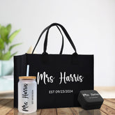 Mrs. Last Name Est Year Tote Bag Personalized Date Wedding Tote Bridal Shower Gift Honeymoon Gift Customized Wedding Gift Bridesmaid Gift - Aaria Tees