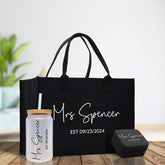 Mrs. Last Name Est Year Tote Bag Personalized Date Wedding Tote Bridal Shower Gift Honeymoon Gift Customized Wedding Gift Bridesmaid Gift - Aaria Tees