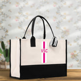 Personalized Monogrammed Canvas Tote Bag Striped Initials Custom Name Beach Bag Bridal Party Gifts Bride Gift Holiday Gift Bag - Aaria Tees
