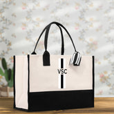 Personalized Monogrammed Canvas Tote Bag Striped Initials Custom Name Beach Bag Bridal Party Gifts Bride Gift Holiday Gift Bag - Aaria Tees