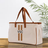 Personalized Monogrammed Canvas Tote Bag Striped Initials Custom Name Beach Bag Bridal Party Gifts Bride Gift Holiday Gift Bag - Aaria Tees
