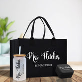 Mrs. Last Name Est Year Tote Bag Personalized Date Wedding Tote Bridal Shower Gift Honeymoon Gift Customized Wedding Gift Bridesmaid Gift - Aaria Tees