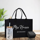 Mrs. Last Name Est Year Tote Bag Personalized Date Wedding Tote Bridal Shower Gift Honeymoon Gift Customized Wedding Gift Bridesmaid Gift - Aaria Tees