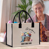 Personalized Knitting Cotton Canvas Tote Bag Custom Grandma Kitting Bag Yarn Custom Crochet Bag Mother's Day Gift Knitting Gift - Aaria Tees