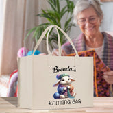 Personalized Knitting Cotton Canvas Tote Bag Custom Grandma Kitting Bag Yarn Custom Crochet Bag Mother's Day Gift Knitting Gift - Aaria Tees